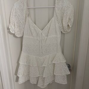 Elegant Lace Puff Sleeve Top - White